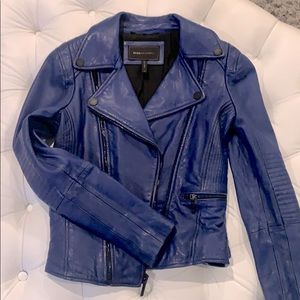 BCBG Maxazria Tara Cobalt Blue Leather Jacket